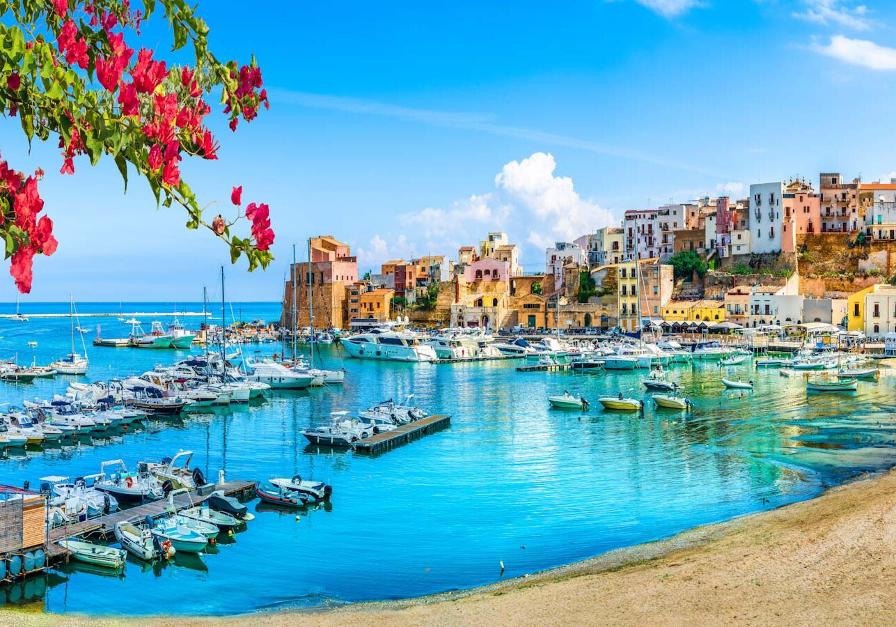 Sicilian port of Castellammare del Golfo, amazing coastal village of Sicily island, province of Trapani, Italy