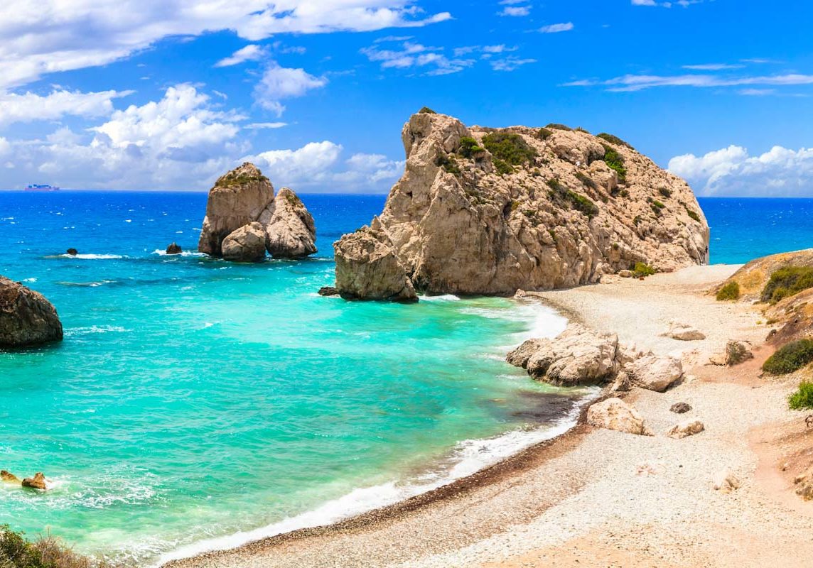 Best beaches of Cyprus island - beautiful Petra tou Romiou, famo